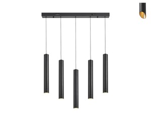 5 תלוי שחור+זהב על בסיס מלבן LED 30W