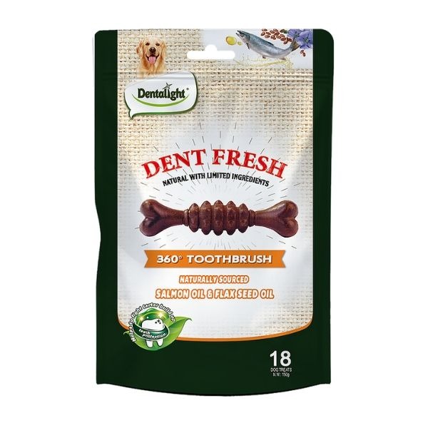 dent fresh חטיף דנטלי מועשר בשמן סלמון לטיפוח הפרווה 150 גרם