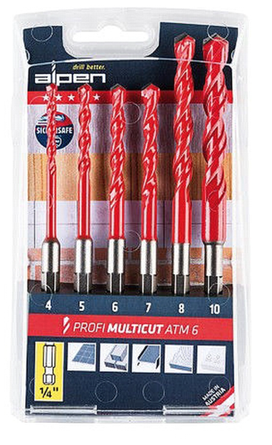 סט 6 מקדחים לכל מטרה אוניברסלי (כניסת ביט) ALPEN Multi Cut ATM 6