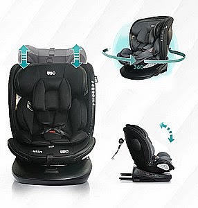 כסא בטיחות דגם טייגר מסתובב 360 מעלות עם איזו פיקס תקן I size שחור