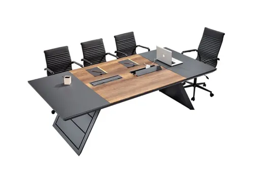 שולחן ישיבות MIRA אורך 260 ס``מ - צבע חום טבעי/אפור גרפיט