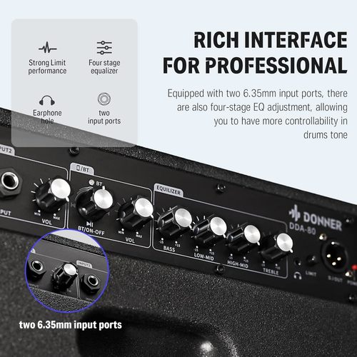 מגבר EC1738 לתופים אלקטרוניים 80W עם חיבור בלוטוס DDA80 מבית DONNER