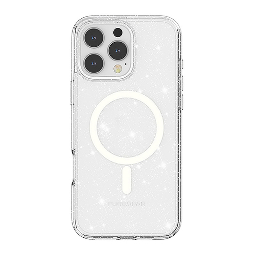כיסוי לאייפון 16 פרו תומך MagSafe שקוף נצנצים PureGear DualTek Slim