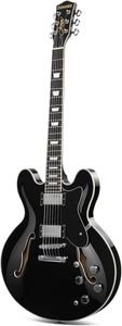 גיטרה ג'אז DJP-1000 נפח חצי חלולה Semi-Hollow Electric Guitar בצבע שחור מבית DONNER
