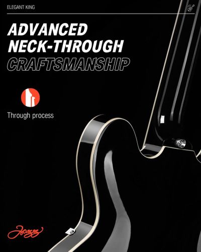 גיטרה ג'אז DJP-1000 נפח חצי חלולה Semi-Hollow Electric Guitar בצבע שחור מבית DONNER