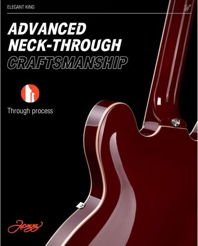 גיטרה ג'אז DJP-1000 נפח חצי חלולה Semi-Hollow Electric Guitar בצבע דובדבן מבית DONNER