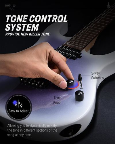 גיטרה חשמלית DMT-100 עם מוצרים נלווים Donner Solid Body Electric Guitar בצבע סגול לבן מבית DONNER
