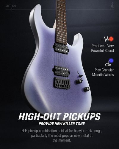 גיטרה חשמלית DMT-100 עם מוצרים נלווים Donner Solid Body Electric Guitar בצבע סגול לבן מבית DONNER
