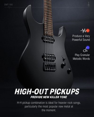 גיטרה חשמלית DMT-100 עם מוצרים נלווים Donner Solid Body Electric Guitar בצבע שחור מבית DONNER