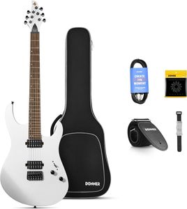 גיטרה חשמלית DMT-100 עם מוצרים נלווים Donner Solid Body Electric Guitar בצבע לבן מבית DONNER