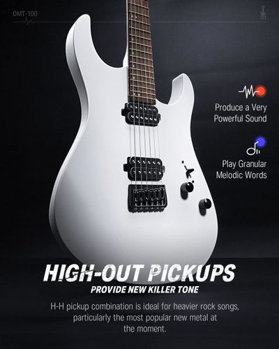 גיטרה חשמלית DMT-100 עם מוצרים נלווים Donner Solid Body Electric Guitar בצבע לבן מבית DONNER