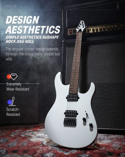 גיטרה חשמלית DMT-100 עם מוצרים נלווים Donner Solid Body Electric Guitar בצבע לבן מבית DONNER