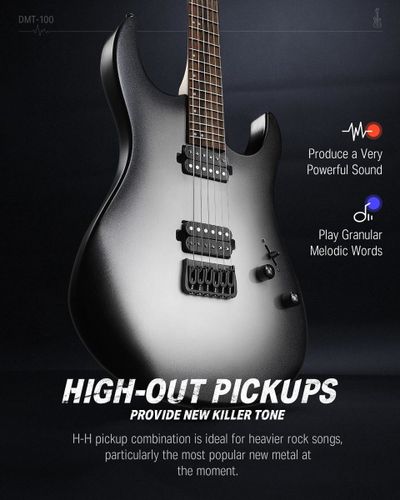 גיטרה חשמלית DMT-100 עם מוצרים נלווים Donner Solid Body Electric Guitar בצבע שחור לבן מבית DONNER