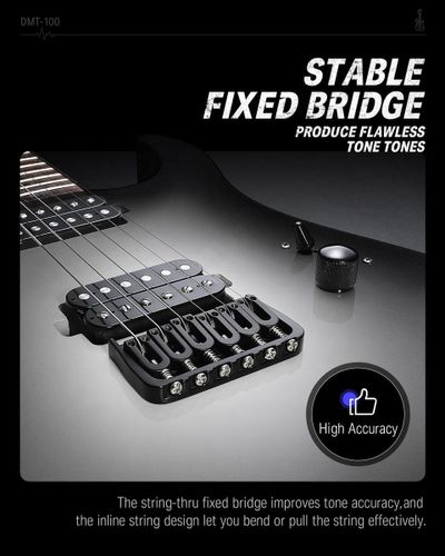 גיטרה חשמלית DMT-100 עם מוצרים נלווים Donner Solid Body Electric Guitar בצבע שחור לבן מבית DONNER