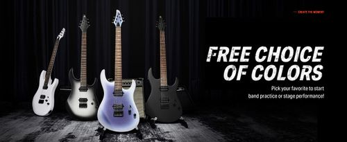 גיטרה חשמלית DMT-100 עם מוצרים נלווים Donner Solid Body Electric Guitar בצבע שחור לבן מבית DONNER