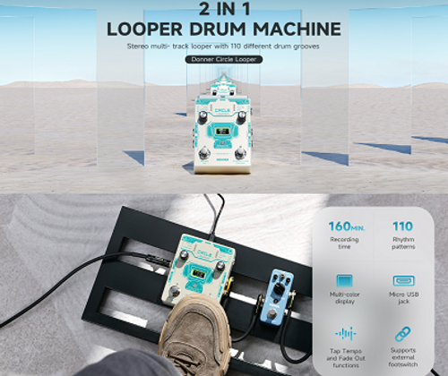 פדל לופר לגיטרה עם מכונת תופים Circle Looper מבית DONNER