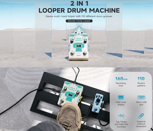 פדל לופר לגיטרה עם מכונת תופים Circle Looper מבית DONNER