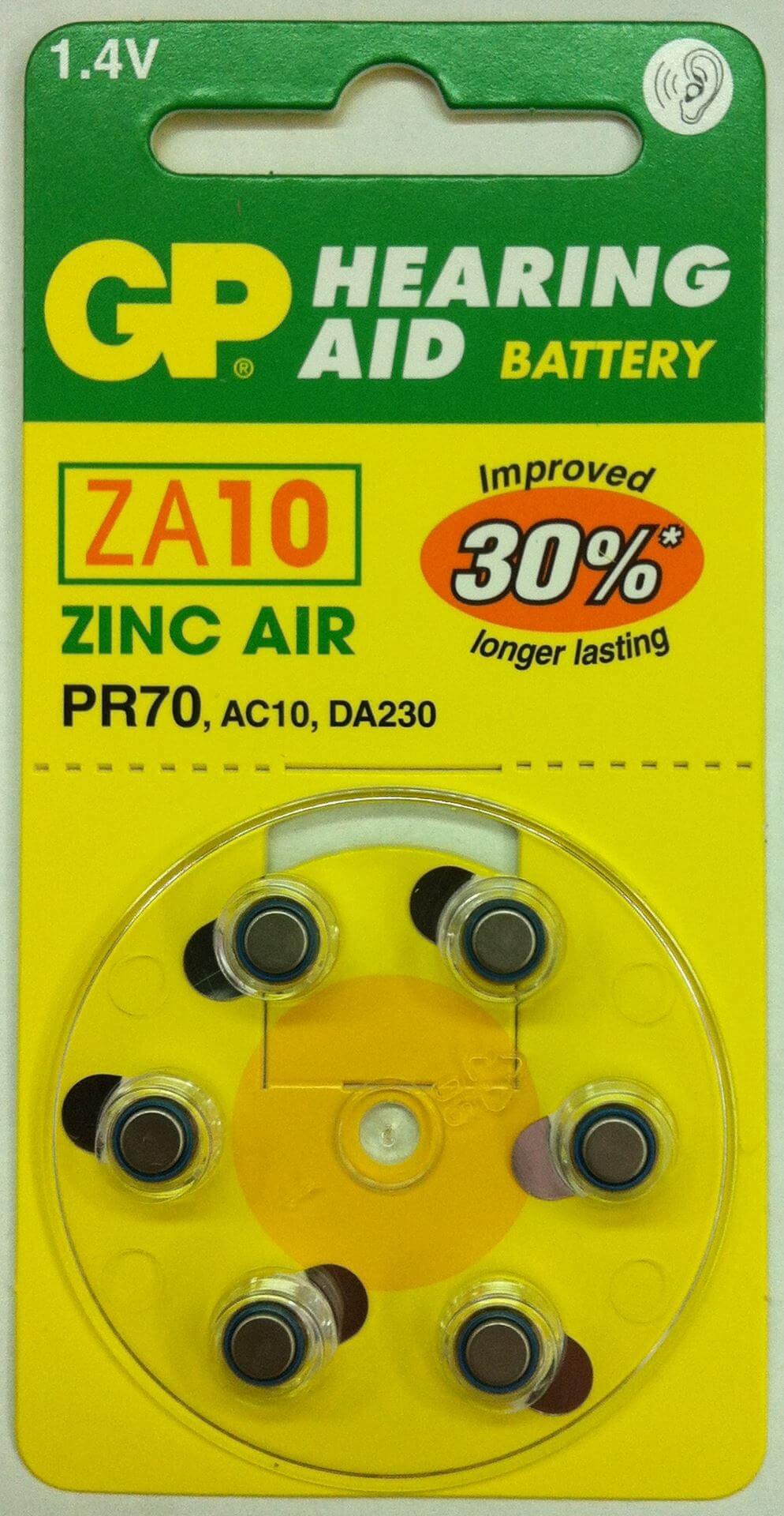 סוללה למכשיר שמיעה ZA 10