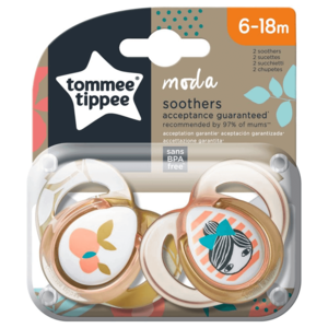 מארז זוג מוצצי מודה בנות 6-18 חודשים טומי טיפי - Tommee Tippee2X 6-18 M Moda Soother Girl