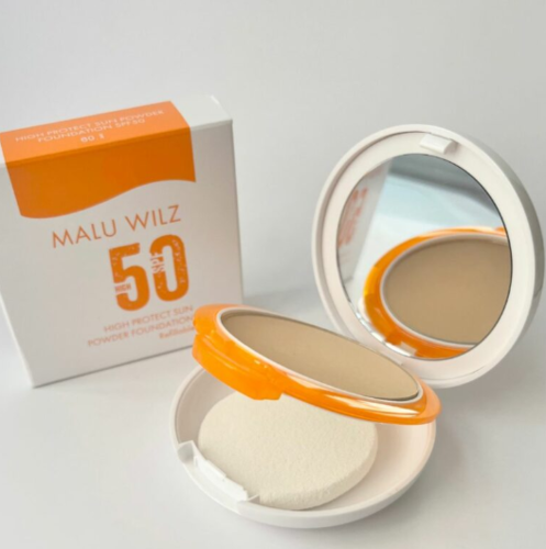 אבקת פודרה עם מקדם הגנה גבוה SPF 50 במרקם רך ונעים - מאלו ווילז | MALU WILZ