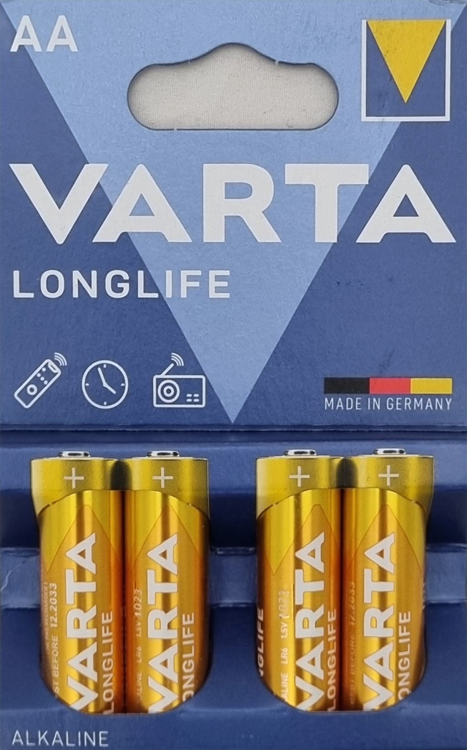 מארז 4 סוללות AA ורטה VARTA גרמניה