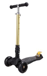 קורקינט ילדים מתקפל 3 גלגלים עד 80 ק"ג עם אורות גרפיטי - זהב