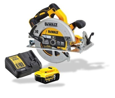  סט מסור עגול 7.1/4'  DEWALT 20V DCS570B + סוללה 5Ah + מטען 