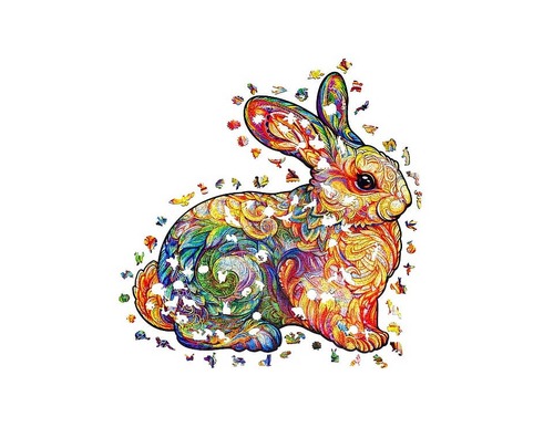 פאזל עץ Unidragon בצורות מיוחדות Precious Rabbit size S