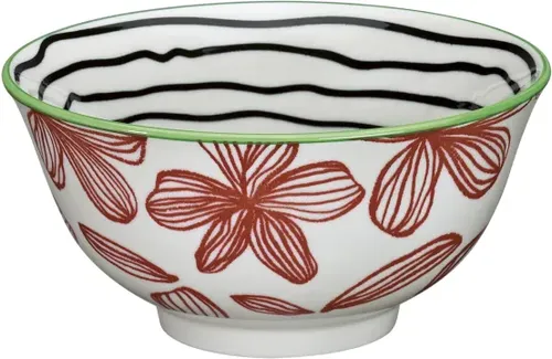 קערת פורצלן פסים ופרחים AMICI bowl