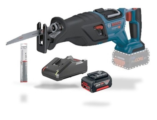 מסור חרב נטען עם מנוע ללא פחמים Bosch GSA 185-LI 18V + סוללה 5 Ah ומטען + סט 5 מסוריות חרב לעץ עד 240 מ”מ Bosch S1531L