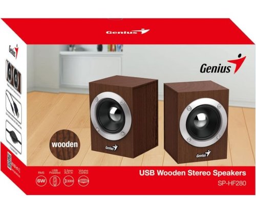 רמקולים Genius SP-HF280 2.0 Wooden Speakers USB POWER PL3.5