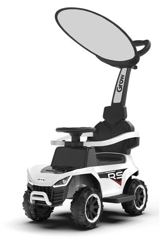 בימבה ג'יפ עם מוט דחיפה וכיוונון להורה, אפקטים, תאורה וגלגלי גומי - לבן