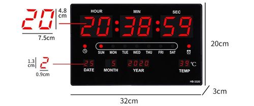 שעון קיר לד דיגיטלי +תאריך NY  3403