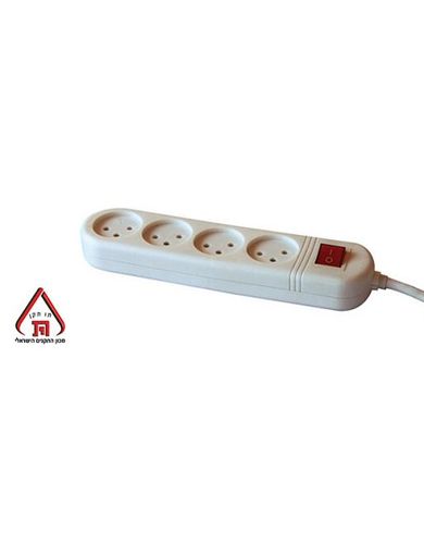 רב שקע +מפסק 4 שקעים 2.7 מטר OMEGA