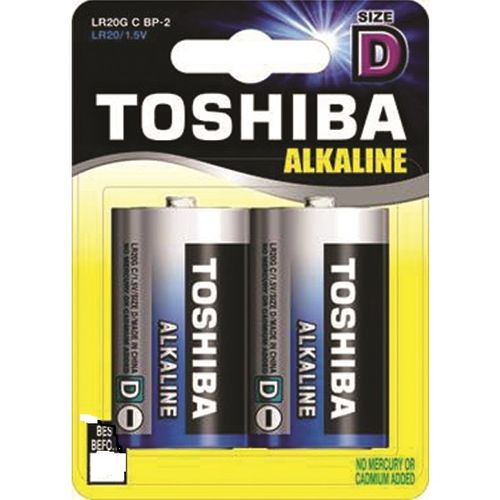 זוג סוללות גודל  TOSHIBA ALKALINE LR20 D טושיבה