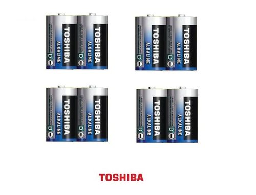 8 סוללות גודל  TOSHIBA ALKALINE LR20 D טושיבה
