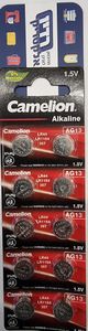 10 סוללות כפתור CAMELION AG-13 LR44 1.5V