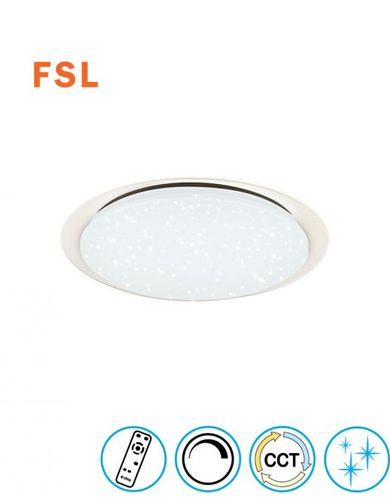 גוף תאורה צמוד תקרה SPARK כיסוי מנצנץ גוון אור ועמעום+שלט FSL FS-SPARK-60W-RC