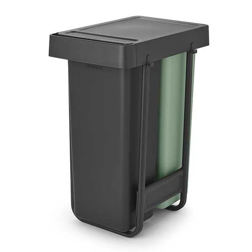 צמד פחי הפרדה נשלפים לארון מטבח 2X30 ליטר אפור כהה / וירוק ג'ייד | SORT & GO - Brabantia 01