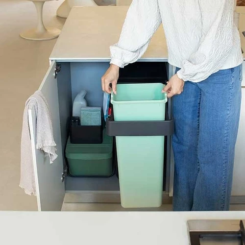 צמד פחי הפרדה נשלפים לארון מטבח 2X30 ליטר אפור כהה / וירוק ג'ייד | SORT & GO - Brabantia 16