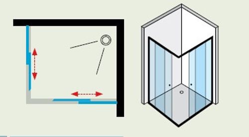 מקלחון הזזה אי סימטרי מלבני פינתי מידה 70X80 סמ