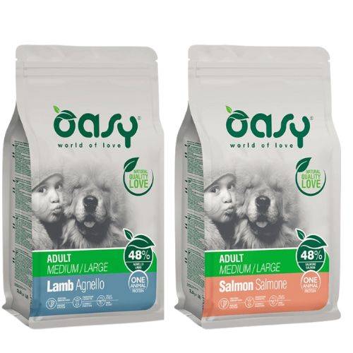 זוג OASY מונו פרוטאין בוגר סלמון /כבש   12ק"ג