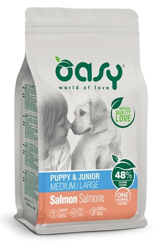 OASY מונו פרוטאין סלמון גורים גזע גדול/בינוני 12ק