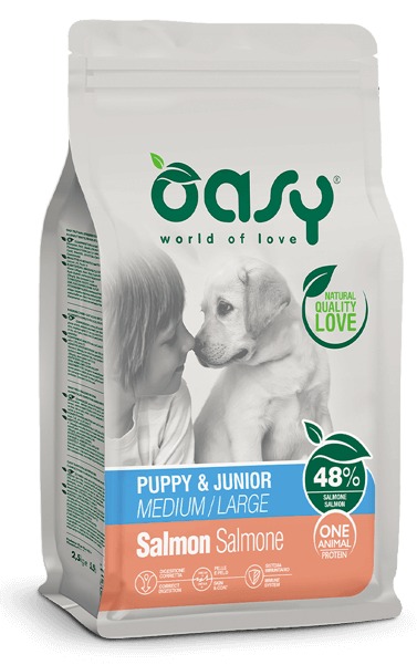 OASY מונו פרוטאין סלמון גורים גזע גדול/בינוני 12ק"ג