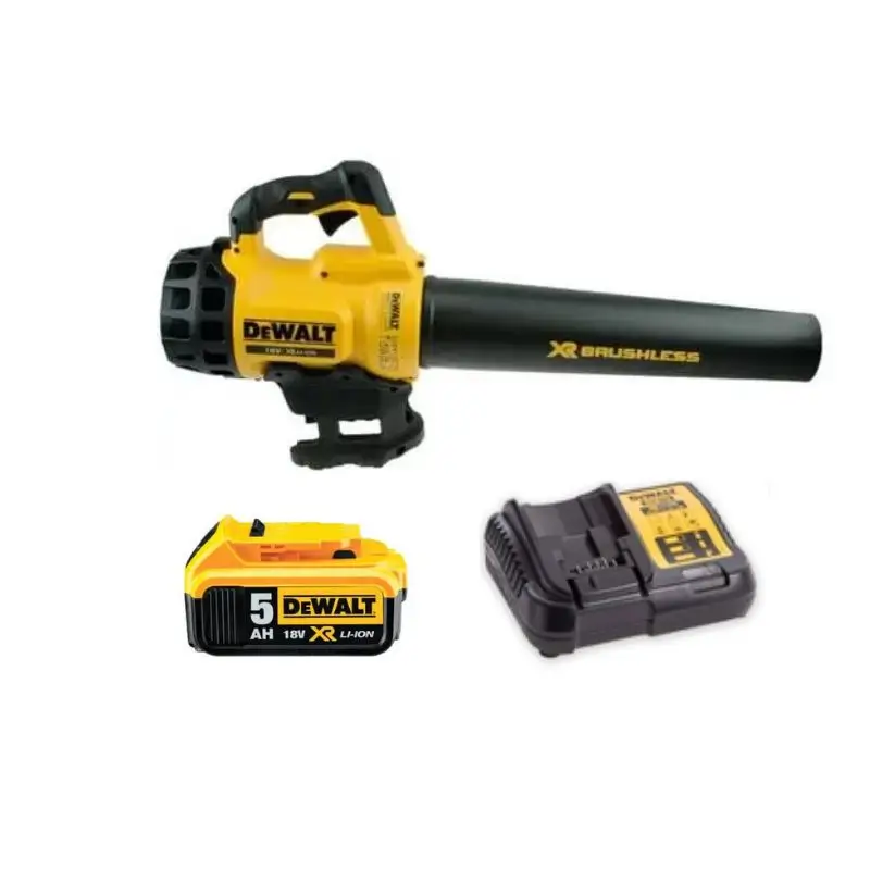 סט מפוח גינה מקצועי נטען 18V בראשלס DCM562+סוללה 5 אמפר+ מטען