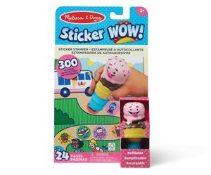 Sticker WOW! חוברת מדבקות 24 דפים עם מכשיר הדבקה אוטומטי ו 300 מדבקות - גלידה