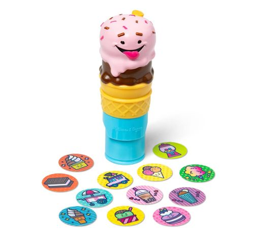 Sticker WOW! חוברת מדבקות 24 דפים עם מכשיר הדבקה אוטומטי ו 300 מדבקות - גלידה