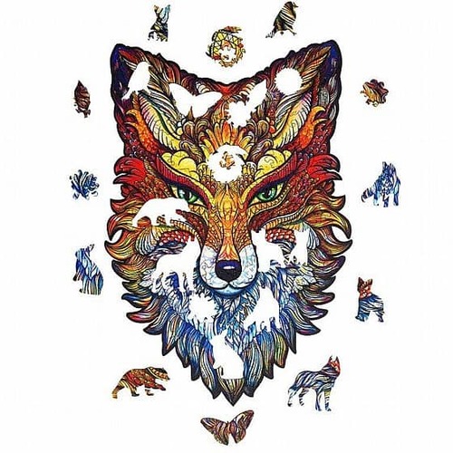 פאזל עץ שועל Unidragon בצורות מיוחדות Fiery Fox size S