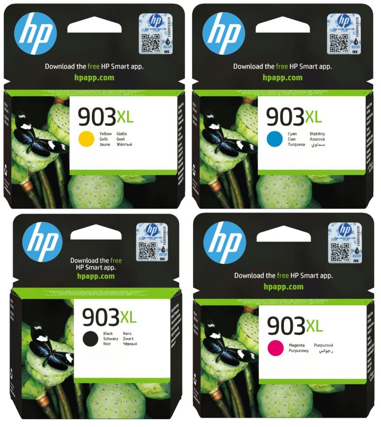 סט ראשי דיו שחור/אדום/צהוב/כחול HP 903XL - מקורי