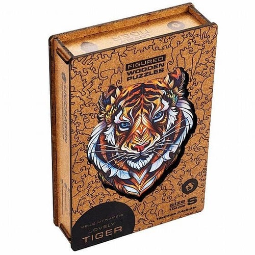 פאזל עץ נמר Unidragon בצורות מיוחדות Lovely Tiger size S 